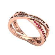 İkili Adora Tamtur Yüzük - Swarovski ve kök yakut 14 ayar rose altın yüzük #1ew6ns4