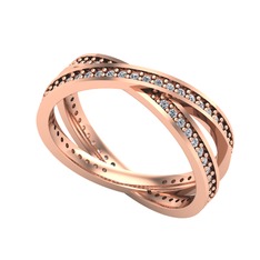 Beyaz zirkon ve swarovski 14 ayar rose altın yüzük