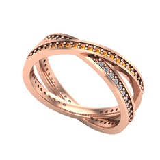 İkili Adora Tamtur Yüzük - Sitrin ve swarovski 14 ayar rose altın yüzük #1kmy75d