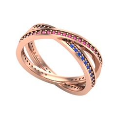 Rodolit garnet ve lab safir 14 ayar rose altın yüzük