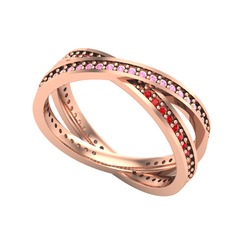 İkili Adora Tamtur Yüzük - Pembe kuvars ve garnet 14 ayar rose altın yüzük #1qrtf6d