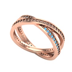 İkili Adora Tamtur Yüzük - Dumanlı kuvars ve akuamarin 18 ayar rose altın yüzük #1t0c1wu