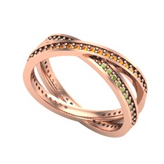 Sitrin ve peridot 14 ayar rose altın yüzük