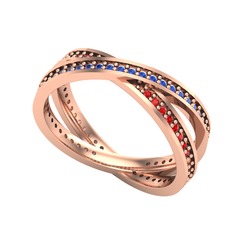 İkili Adora Tamtur Yüzük - Lab safir ve garnet 925 ayar rose altın kaplama gümüş yüzük #7lj9i4