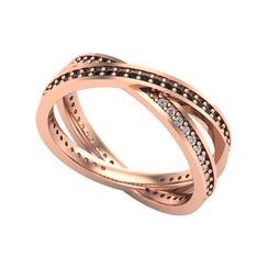 Siyah zirkon ve swarovski 8 ayar rose altın yüzük