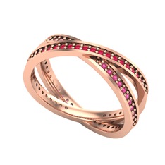 Kök yakut ve rodolit garnet 8 ayar rose altın yüzük