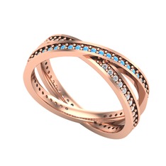 İkili Adora Tamtur Yüzük - Akuamarin ve pırlanta 8 ayar rose altın yüzük (0.675 karat) #glqmju