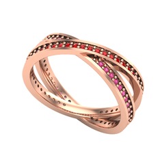 Garnet ve rodolit garnet 14 ayar rose altın yüzük
