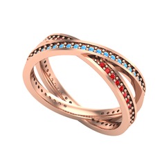 İkili Adora Tamtur Yüzük - Akuamarin ve garnet 8 ayar rose altın yüzük #imjrfb