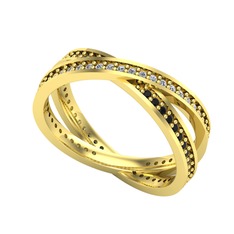 İkili Adora Tamtur Yüzük - Swarovski ve siyah zirkon 8 ayar altın yüzük #jbq7bp
