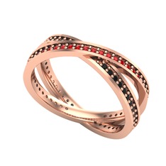 İkili Adora Tamtur Yüzük - Garnet ve siyah zirkon 8 ayar rose altın yüzük #jkcvco