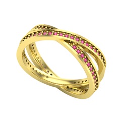 Rodolit garnet 18 ayar altın yüzük