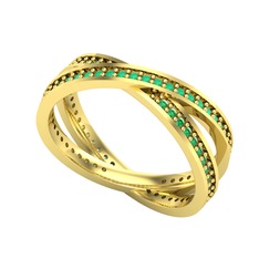 İkili Adora Tamtur Yüzük - Kök zümrüt ve yeşil kuvars 925 ayar altın kaplama gümüş yüzük #oonji