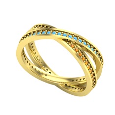 İkili Adora Tamtur Yüzük - Akuamarin ve sitrin 18 ayar altın yüzük #wkawwh