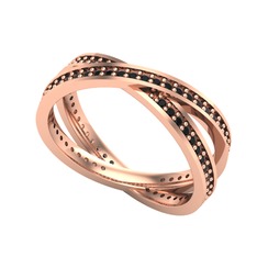 İkili Adora Tamtur Yüzük - Siyah zirkon 8 ayar rose altın yüzük #wnebeh