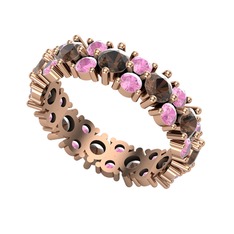 Dumanlı kuvars ve pembe kuvars 8 ayar rose altın yüzük