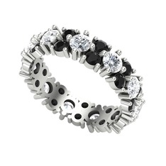 Büyük Elin Tamtur Yüzük - Pırlanta ve siyah zirkon 14 ayar beyaz altın yüzük (5.5 karat) #129c92d