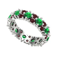 Büyük Elin Tamtur Yüzük - Yeşil kuvars ve kök yakut 18 ayar beyaz altın yüzük #12cdhp