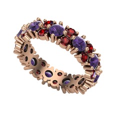 Büyük Elin Tamtur Yüzük - Ametist ve garnet 18 ayar rose altın yüzük #13fl6tc