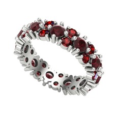 Kök yakut ve garnet 18 ayar beyaz altın yüzük