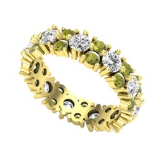 Swarovski ve peridot 925 ayar altın kaplama gümüş yüzük