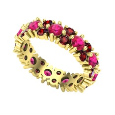 Rodolit garnet ve garnet 925 ayar altın kaplama gümüş yüzük
