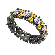 Büyük Elin Tamtur Yüzük - Swarovski ve sitrin 925 ayar siyah rodyum kaplama gümüş yüzük #14rat0t