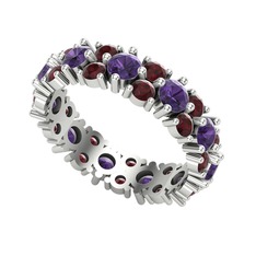 Büyük Elin Tamtur Yüzük - Ametist ve kök yakut 14 ayar beyaz altın yüzük #166u7c0