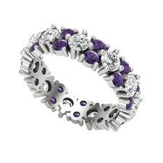 Büyük Elin Tamtur Yüzük - Swarovski ve ametist 14 ayar beyaz altın yüzük #16fl3ko