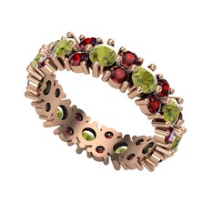 Peridot ve garnet 14 ayar rose altın yüzük