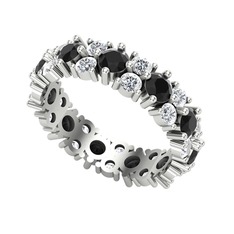 Büyük Elin Tamtur Yüzük - Siyah zirkon ve pırlanta 8 ayar beyaz altın yüzük (3.52 karat) #16stfey