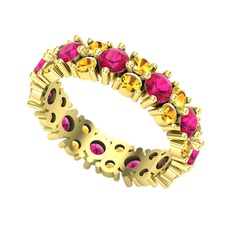 Büyük Elin Tamtur Yüzük - Rodolit garnet ve sitrin 8 ayar altın yüzük #16vzfpc