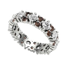 Büyük Elin Tamtur Yüzük - Beyaz zirkon ve dumanlı kuvars 14 ayar beyaz altın yüzük #17pouca