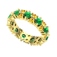 Büyük Elin Tamtur Yüzük - Yeşil kuvars ve sitrin 8 ayar altın yüzük #17tmall