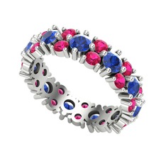 Lab safir ve rodolit garnet 925 ayar gümüş yüzük