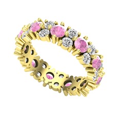 Büyük Elin Tamtur Yüzük - Pembe kuvars ve swarovski 925 ayar altın kaplama gümüş yüzük #19uszvm