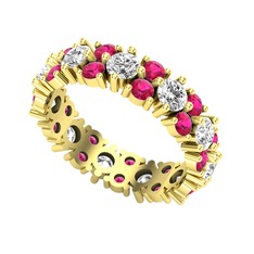 Büyük Elin Tamtur Yüzük - Swarovski ve rodolit garnet 14 ayar altın yüzük #1arys5m