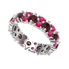 Büyük Elin Tamtur Yüzük - Kök yakut ve rodolit garnet 18 ayar beyaz altın yüzük #1bvoh7t