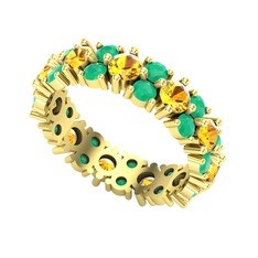 Büyük Elin Tamtur Yüzük - Sitrin ve kök zümrüt 18 ayar altın yüzük #1c2srot