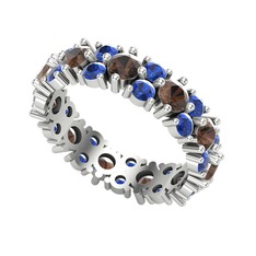 Büyük Elin Tamtur Yüzük - Dumanlı kuvars ve lab safir 925 ayar gümüş yüzük #1cy68rp