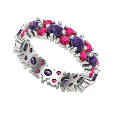 Büyük Elin Tamtur Yüzük - Ametist ve rodolit garnet 8 ayar beyaz altın yüzük #1g3ig6k