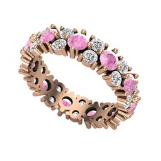 Büyük Elin Tamtur Yüzük - Pembe kuvars ve swarovski 18 ayar rose altın yüzük #1g47f13