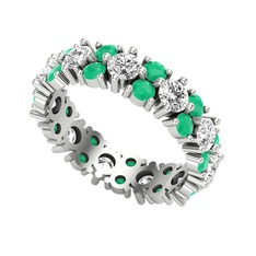 Büyük Elin Tamtur Yüzük - Swarovski ve kök zümrüt 14 ayar beyaz altın yüzük #1g4qy1f