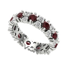 Kök yakut ve swarovski 14 ayar beyaz altın yüzük