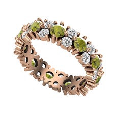 Büyük Elin Tamtur Yüzük - Peridot ve swarovski 925 ayar rose altın kaplama gümüş yüzük #1hikwkp