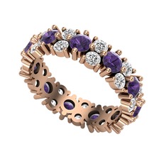 Büyük Elin Tamtur Yüzük - Ametist ve swarovski 8 ayar rose altın yüzük #1jskvhg
