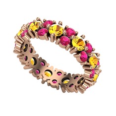 Sitrin ve rodolit garnet 18 ayar rose altın yüzük