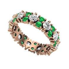 Büyük Elin Tamtur Yüzük - Swarovski ve yeşil kuvars 18 ayar rose altın yüzük #1kc5j30