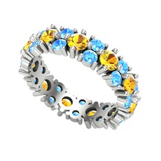 Büyük Elin Tamtur Yüzük - Sitrin ve akuamarin 18 ayar beyaz altın yüzük #1ke22ma