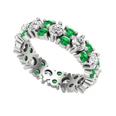 Swarovski ve yeşil kuvars 14 ayar beyaz altın yüzük